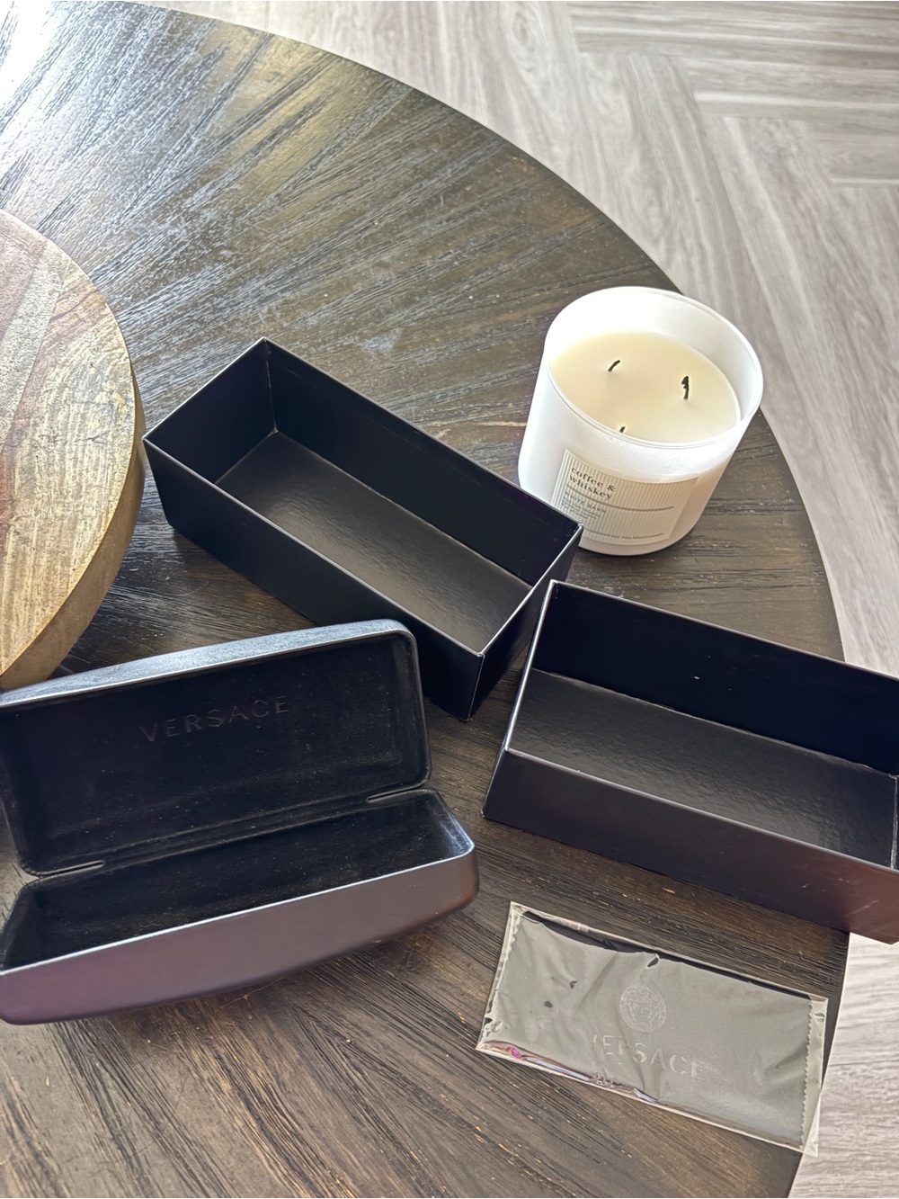Versace Black Leatherette Eyewear Case Trio